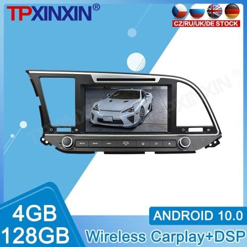 For Hyundai ELANTRA Android 10.0 4+128GB IPS Touch Screen Radio Car Multimedia Player With DSP Carplay GPS Navigation System