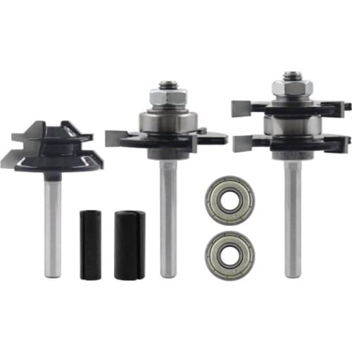 Woodworking Milling Cutter 45 Degree Tenon Joint Cutter Line Cutter 3 Tooth T-Shaped Engraving Machine 1/4 x 1-1 / 2