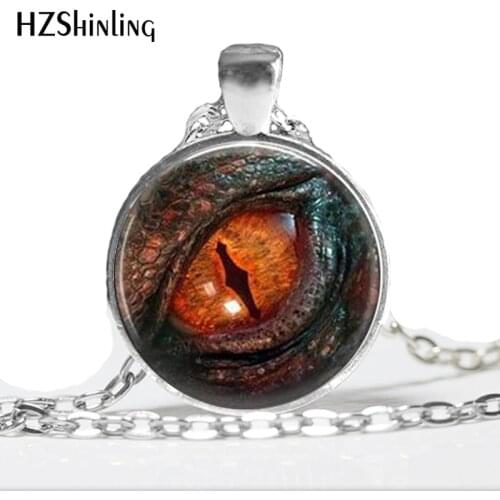 HZ--A460 New Dragon Eye Necklace Fiery Dragon Pendant Jewelry Glass Photo Cabochon Necklace HZ1