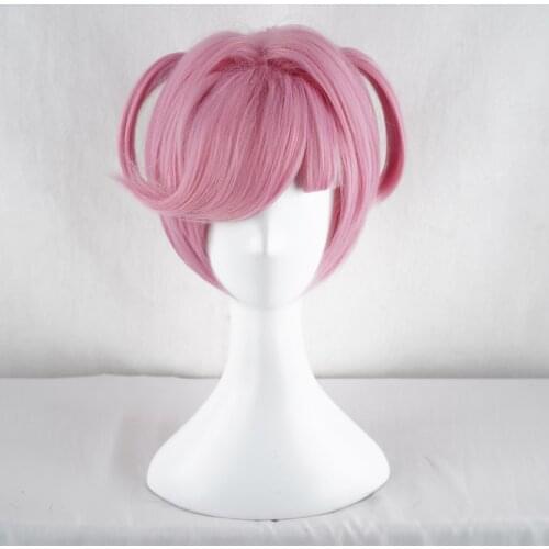 Game DDLC Doki Doki Literature Club Natsuki Wig Pink Short Wig Heat Resistant Synthetic Hair Cosplay Costume Wigs + Wig Cap