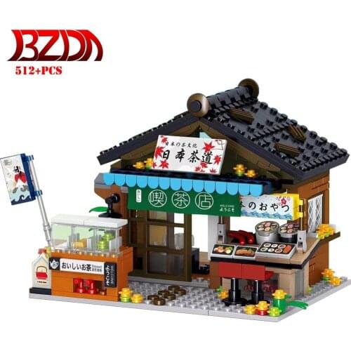 BZDA Japanese City Miniaturas Street View Blocks Ramen House Restaurant Store View Budokan Model Building Blocks Kids Toys Gifts