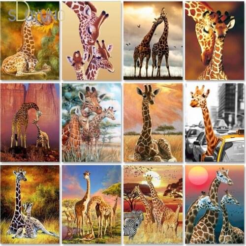 Painting By Numbers Giraffe On Canvas Acrylic Paint For Adult DIY Kits Drawing With Frame Animal Picture Coloring By Numbers Dec