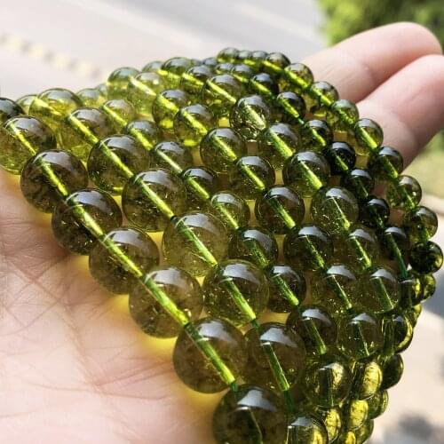 Green Peridot Stone Beads Round Loose Rondelle Beads For Jewelry Making Natural Crystal Bead DIY Charm Bracelet 6 8 10mm 15"Inch