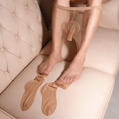 Summer 0D Ultrathin Sheer Silky Men Stockings Foot Type See Through Penile Sheath Cock Pouch Pantyhose Invisible Smooth Tights