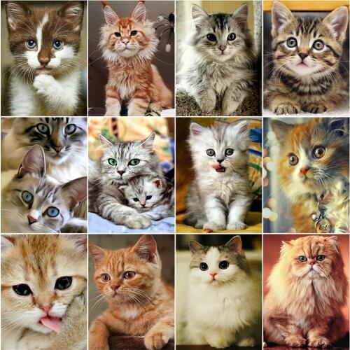 Cute Cat Mosaic Diamond Art Animal Jewel Cross Stitch Complete Kit Adult Crafts Embroidery Diamond Accessories Home Room Decor