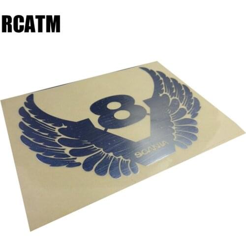 Model car Metal sticker V8 wing Decorative sticker For 1/14 Tamiya RC Truck car SCANIA R730 R470 R620