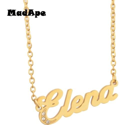 MadApe Gold Color "Elena" Pendant Necklace Custom Any Name Name Neckalce Stainless Steel Chain For Women Personalized Jewelry