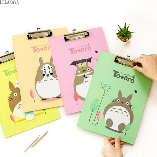 A4 Totoro Kawaii Clipboards Anime Action Figure Stationery Clip Folder Board Desk File Drawing Writing Pad School Office Tool