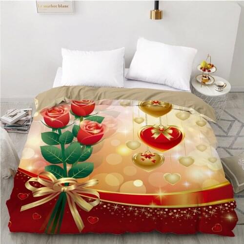 3D Duvet cover Quilt/Blanket/Comfortable Case Luxury Bedding 135 140x200 150x200 220x240 200x220 for Home Wedding Flower red