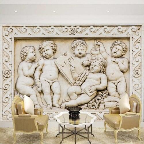 Custom Angel Fresco European Relief Character Kids Wallpaper Living Room TV Background Custom Photo 3D Visual Effect