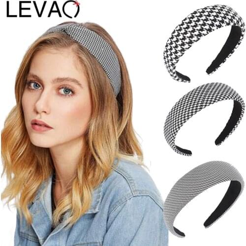 LEVAO Houndstooth Women Headband Wedding Party Makeup Headbands Hair Band Bezel Turban Girls Headwear Hair Accessories