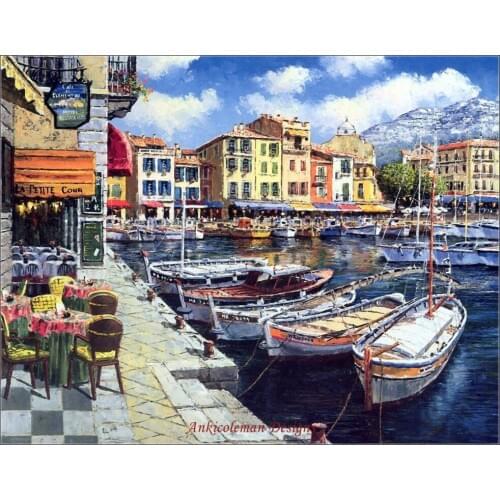 Needlework for embroidery DIY French DMC High Quality - Counted Cross Stitch Kits 14 ct Oil painting - Harbor at Honfleur