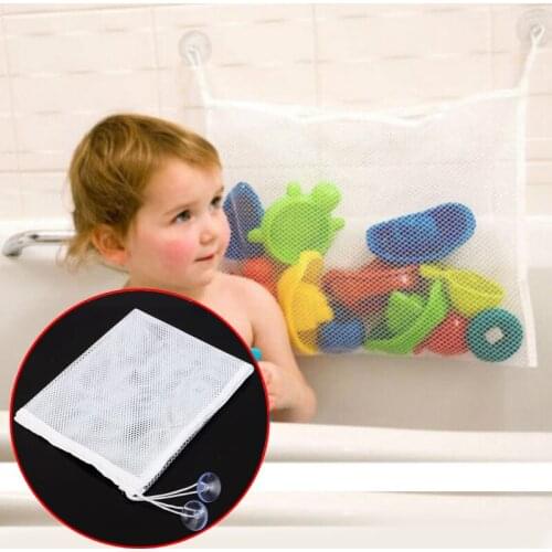 Mesh Child Bath Net Suction Cup Baskets Folding Eco-Friendly High Quality Baby Bathroom Toy