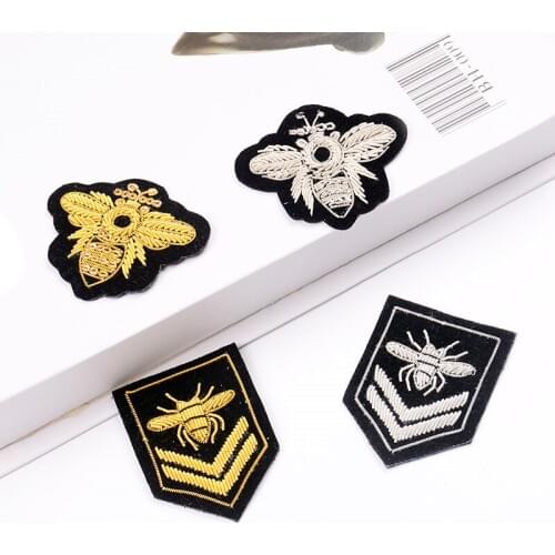 AHYONNIEX Handmade India Silk Patches Bees Patches DIY applique Sew On mental Badge Clothes Socks Shoes Bags Decoration Patch