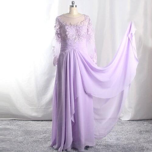 RSE919 Yiaibridal Lavender Purple Long Sleeves Chiffon Mother Of The Bride Dresses