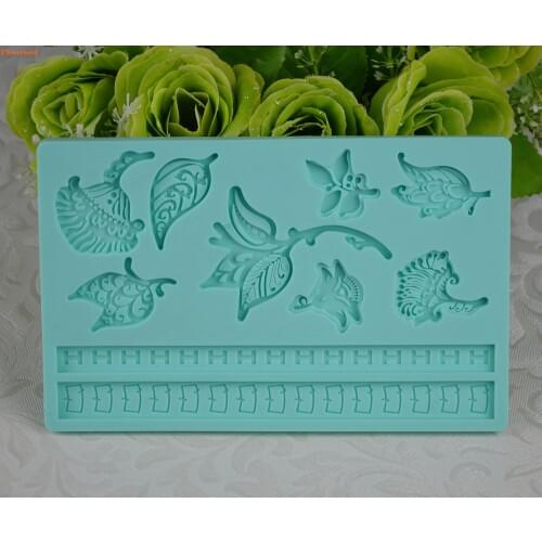 Flowers Leaves Lace Mat Fondant Cake Silicone Mold Birthday Wedding Decoration DIY Chocolate Mold Cake Decorating Tools