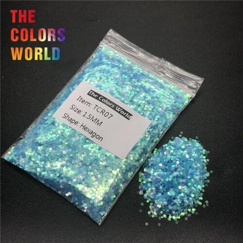 TCR07 Iridescent Rainbow Azure Blue Hexagon Shape Nail Glitter Nail Art Decoration Henna Face Glitter Eye shadow Handwork DIY