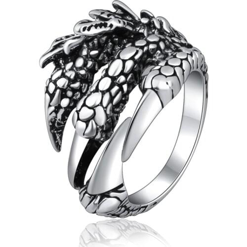 Vintage Animals Dragon Claw Ring Men Women Punk Hip Hop Opening Adjustable Fashion Personality Gothic Rings Jewelry Gift