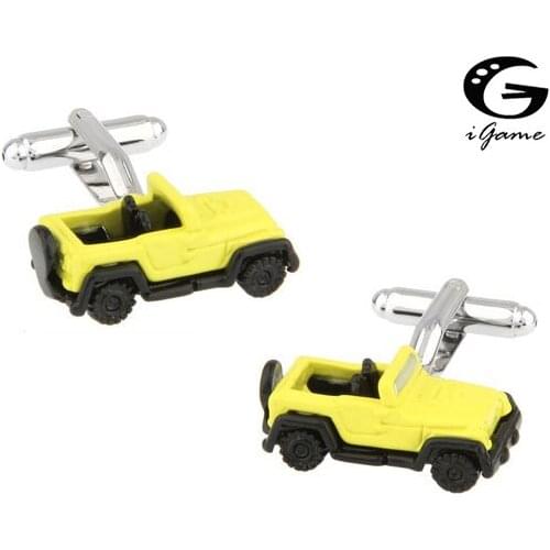 SUV Car Quality Copper Material Yellow Painting Style Cuff Links