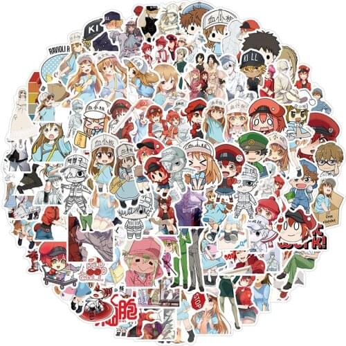 10/30/50/100Pcs Anime Hataraku Saibou Graffiti Waterproof Stickers Motorcycle Bicycle Helmet Motor Laptop Kid Classic Toy Gifts