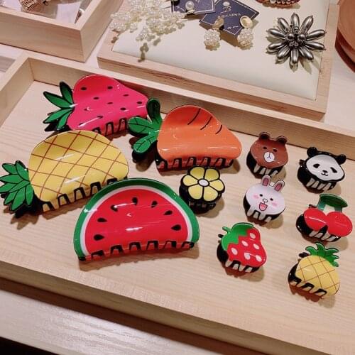 Acrylic Large Fruit Crab Claw Women Girls Cute Cratoon Little Hair Clamp Clip Sweet Barrette Hairpin Ponytail Holder Accessroies