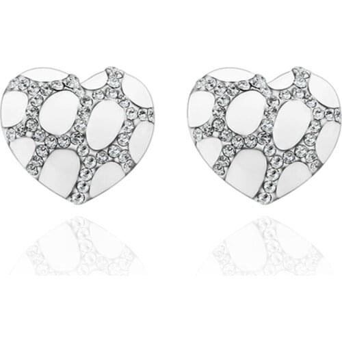ZEMIOR White Heart Stud Earrings For Women Clean Cubic Zirconia Earring Anniversary Girl Romantic New Arrival Fashion Jewelry