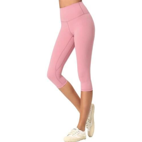 Leggings Sport Women Fitness Yoga Pants High Waist Nylon Solid Cozy Sports Tights Gym Leggings Workout Capris Crop Pants Female