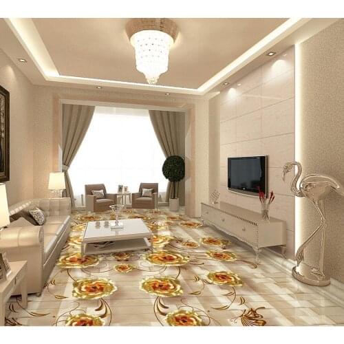 Gold rose marble 3D floor pvc wallpaper 3d floor wallpaper 3d for bathrooms Home Decoration