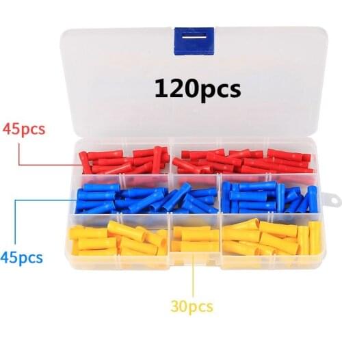 120Pcs/Lot Electrical Wire Connector Assortment Kit BV1.25 BV2.5 BV5.5 Insulated Crimp Terminals 0.5-6.0mm2
