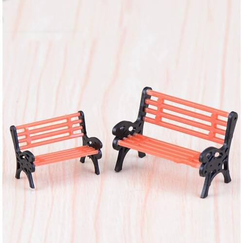 2PCS Cute Mini Chair Bench Home Decor Miniatures Fairy Garden Ornaments Figurines Toys Aquarium Dollhouse Accessories Decoration
