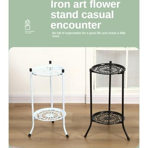 2 Tier Metal Plant Stands Indoor Outdoor Iron Art Flower Pot Holder Tall Display Rack Shelf for Home Garden Decoration