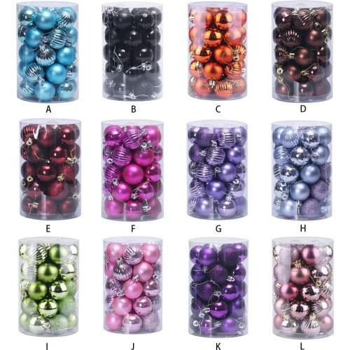 34 Pcs/set Christmas Tree Hanging Ball Home Mall Office Wall Tree Window Ball Decor Plastic Ornament