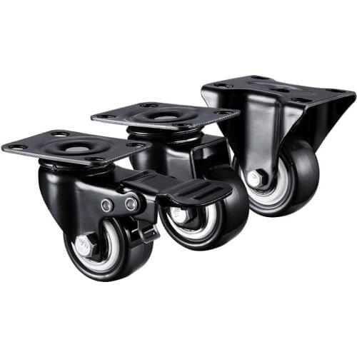 4pcs 1.5 inches 41mm Heavy Duty 180kg Black Swivel Castor Wheels Trolley Furniture Caster Rubber