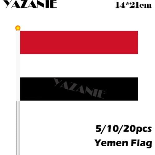 YAZANIE 14*21cm 5/10/20pcs Yemen Polyester Printed Hand Waving Flag Polyester Materials Hand Waving National Flag with Sticks