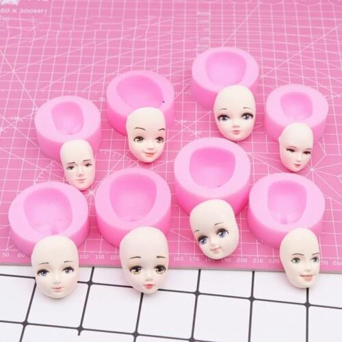 6pcs/set Ultra-light clay face mold food grade silicone doll face mold soft ceramic universal face diy flip model face doll face