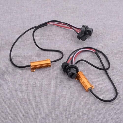 Car 2pcs/Set 6-Ohm 7441 7443 7444 T20 LED Hyper Flash Error Free Fix Decoder Wiring Harness for Turn Signal Light