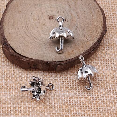 Free shipping 36pcs 20mm antique silver Small umbrella charms diy retro jewelry fit Earring keychain hair card pendant