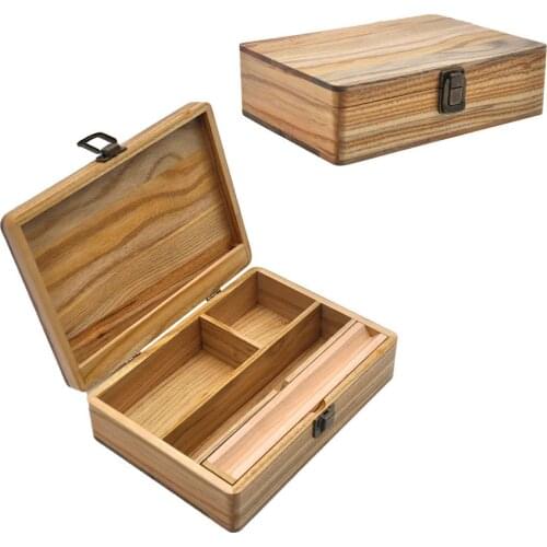 Large Wood Stash Boxes Rolling Trays Smoking Accessories Tobacco Case Portable Cigarette Box Men Gift Herbal Smoke