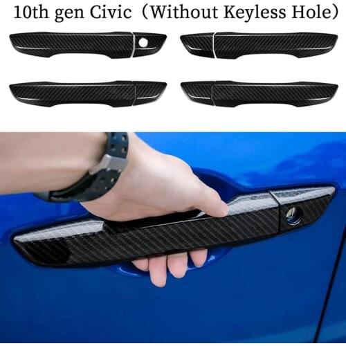 For 10Th Gen Civic ABS Carbon Fiber Style Door Handle Cover for Honda Civic 2016-2020 Without Keyless Hole