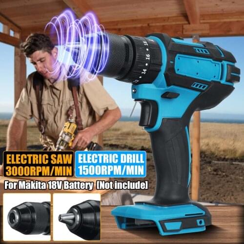 3 in 1 Electric Cordless Impact Drill 13mm Rechargeable Electric Screwdriver Drill for Makita 18V Battery Power Tool