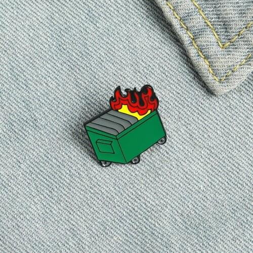 Pines Enamel Label Pin Litter Box on Fire Brooch for Coat Pins Metal WomenS Brooches Badges Backpack Badge Jewelry Accessories