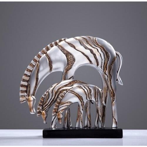Northern European creative home accessories up TV cabinet porch office study decoration Zebra resin ornaments Home crafts gift