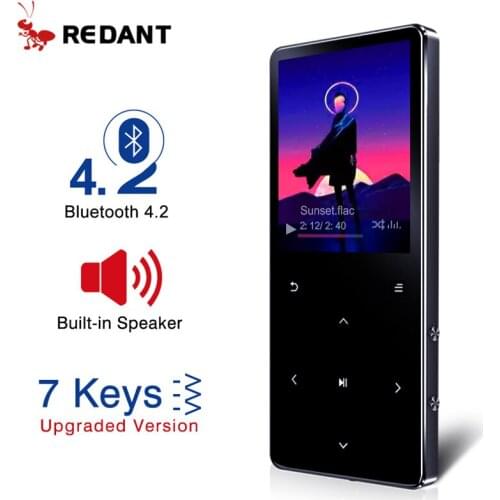 REDANT MP4 Player with Bluetooth Built-in Speaker Touch Key FM Radio Video Play E-book HIFI Metal MP 4 Music Player 8G 16G 32GB