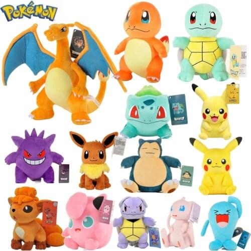 Pokemon Plush Toys Pikachu Plush Vulpix Charizard Bulbasaur Eevee Snorlax Charmander Gengar Soft Kawaii Plush Pillow Child Toy