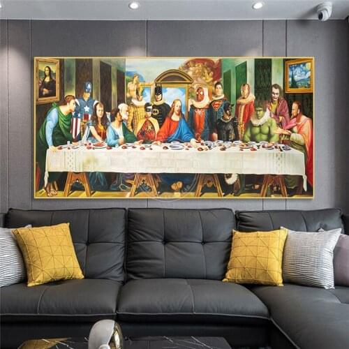 Marvel Avengers Last Supper Superhero Anime 5D DIY Diamond Painting Diamond Embroidery Full Kits Mosaic Handwork for Home Decor