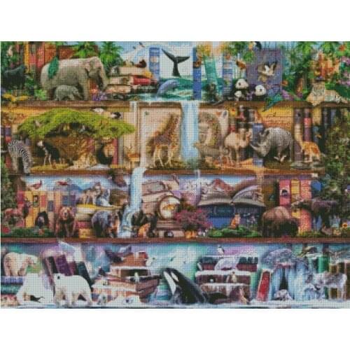 Oneroom Embroidery Counted Cross Stitch Kits Needlework - Crafts 14 ct DMC DIY Arts Handmade Decor - animals book