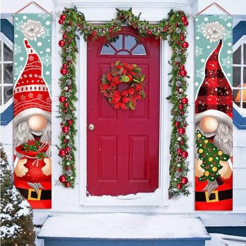 Outdoor Merry Christmas Porch Door Banner Hanging Ornaments Christmas Decoration For Home Xmas Navidad 2021 Happy New Year 2022