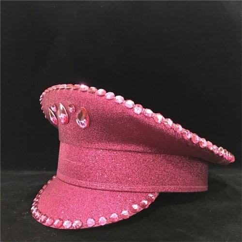 2020 New Women Police Hat Pink Cotton Military Hat Captain Hat Guard Adult Hat 3 Size
