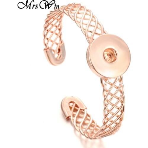 New Snap Button Bracelet Fit 18mm Snap Jewelry Rose Gold Silver color Snap Bracelet Cuff Bangle Buttons Jewelry