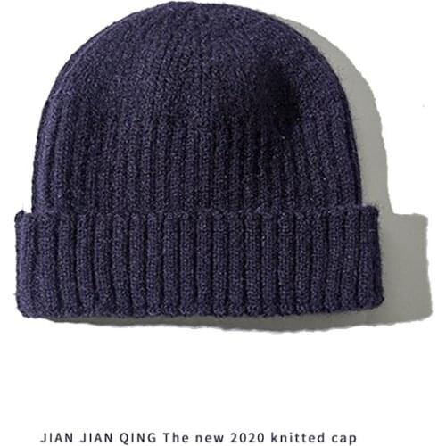 2021 autumn winter cold fashion melon brand knitted leather Japanese woolen hat cotton yuppie cold hat to keep warm hat